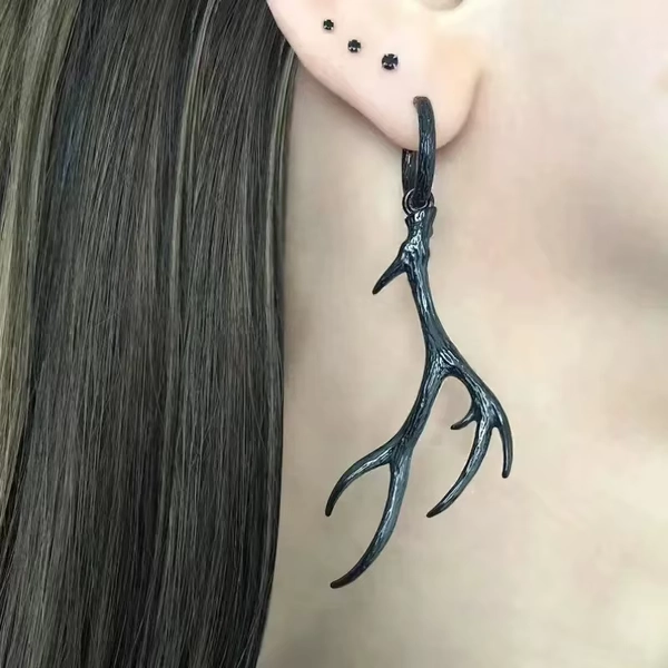 1 Pair Gothic European and American Deer Antler Earrings Fashion Metal Antlers Pendant Earring Personalized Punk Hiphop Jewelry - AliExpress 