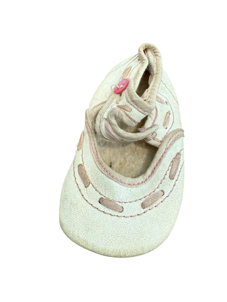 White Leather Pink Stitch Single Baby Shoe Display Nursery Decor Baby Shower