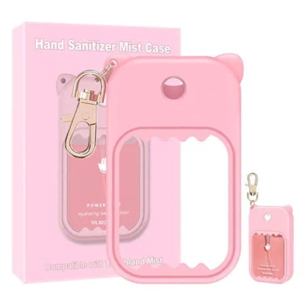 Hand Sanitizer Spray Case for Touchland Silicone Case Keychain Holder Compatible with Touchland Power Mist Gentle Mist Glow Mist, Pink, Men's, Size: