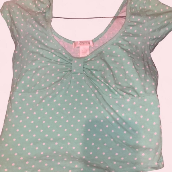 blue and white polka dot top size small 
‼️BRAND FOR...