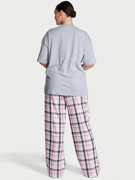 Buy Flannel Short-Sleeve Long Tee-Jama Set - Order Victoria's Secret Online | Victoria's Secret Australia