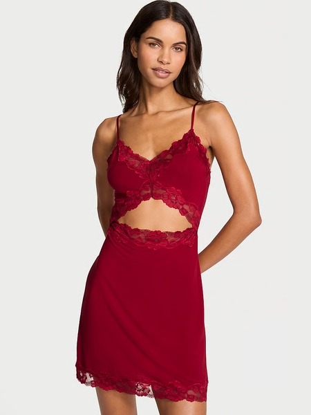 Modal Soft Lace-Trim Mini Slip Dress
