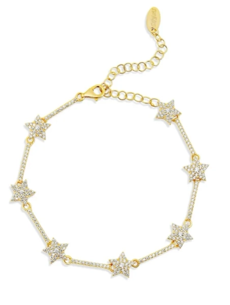 Pave Star Tennis Bracelet - Gold