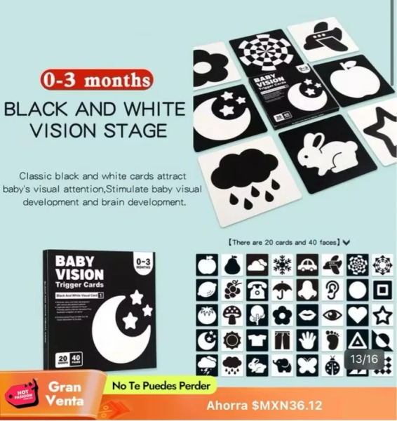 Imágenes blanco y negro para bebé 0-3 meses