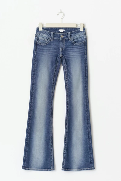 Decorated low flare jeans