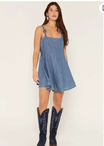 Rock & Roll Denim Women's Sleeveless Buckle Denim Mini Dress