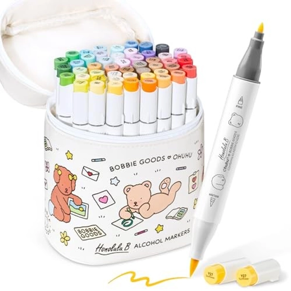 Ohuhu x Bobbie Goods 48 colores ilustración marcadores doble punta cepillo y ...