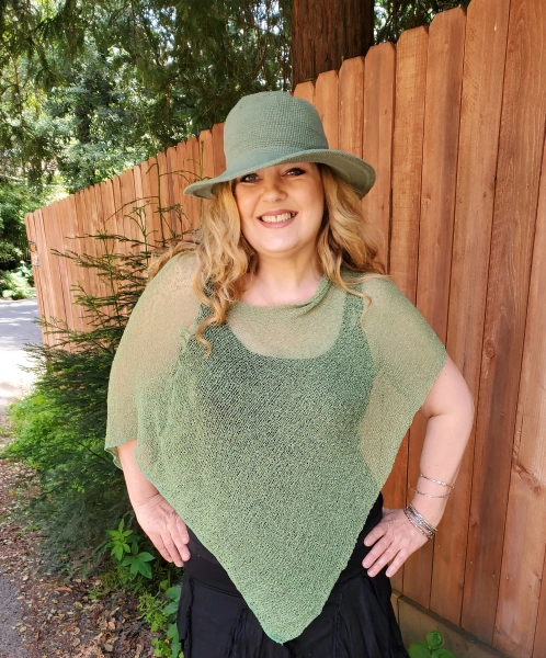 Olive knit poncho