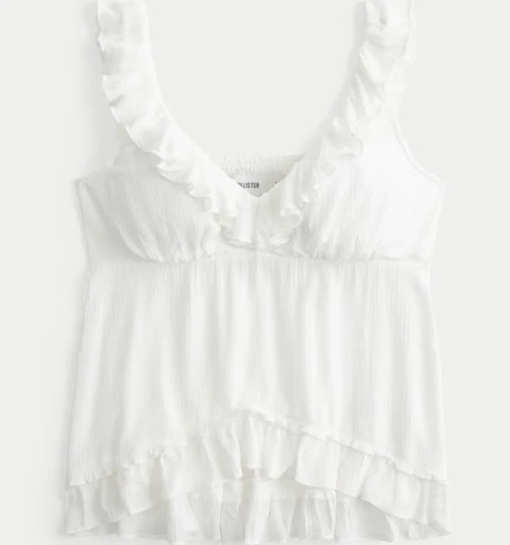 Hollister Women's Easy Ruffle Babydoll Top