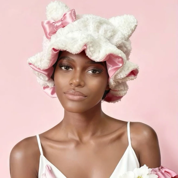 Women's Teddy Bear Silk Bonnet with Ears