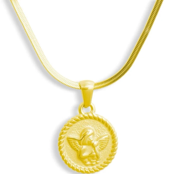 EVRY JEWELS WATERPROOF 18K Gold Plated Stainless Steel Angel's Embrace Necklace