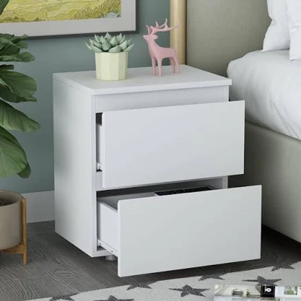 FUFU&GAGA 2-Drawer White Nightstands