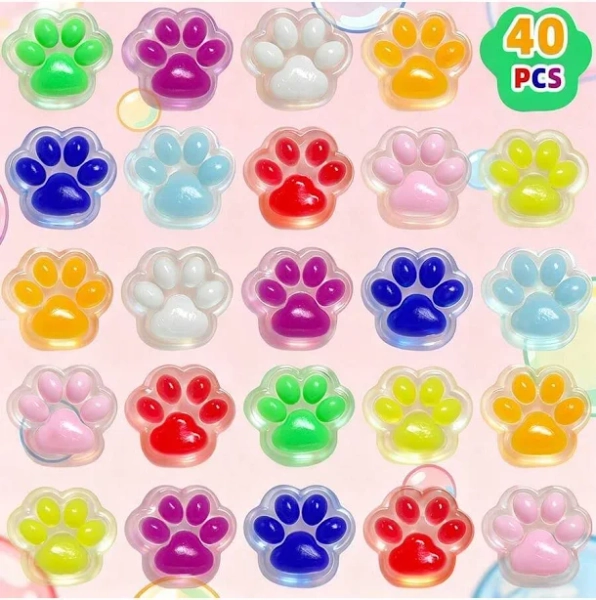 2/5/10/15/20/30/40/50pcs Cat Claw Squeeze Toys, Mini Cat Paw Mochi Squishy Toys, Stress Relief Toys For Kids & Adults, Cute Squishies, Suitable For
