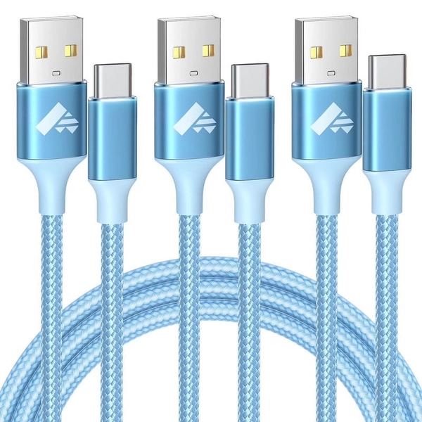 XUDUO USB C Cable, [3 Pack 10FT] USB C Charger Cord Nylon Braided 3A Type C Fast Charging Cable for Samsung Galaxy S24/S23/S22/S21/S20-Blue - Walmart.com