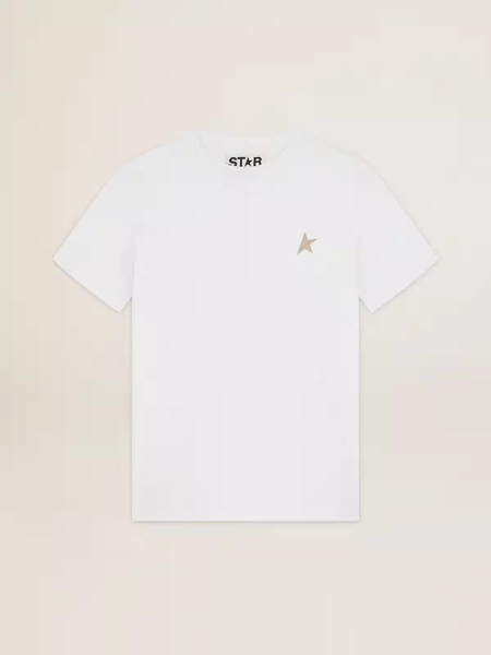 T-shirt blanc collection Star avec étoile à paillettes dorées sur le devant