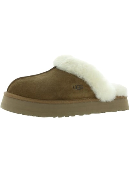 Ugg Disquette Women's Leather Fur Lined Chunky Slide Slippers