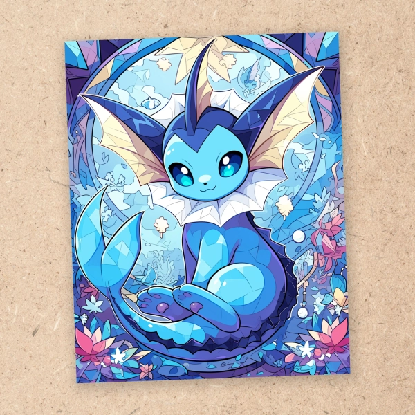 Vaporeon, Pokemon, 4x6 Art Print, Pokemon Art Print, Anime Art Print, Bedroom Wall Art, Eveelution | B01004
