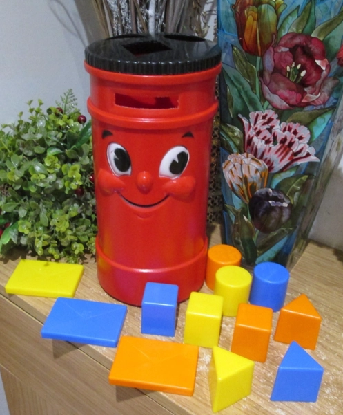 Vintage Kids 1970s Mothercare Toy Shape Sorter Post Box &amp; Shapes and Letters