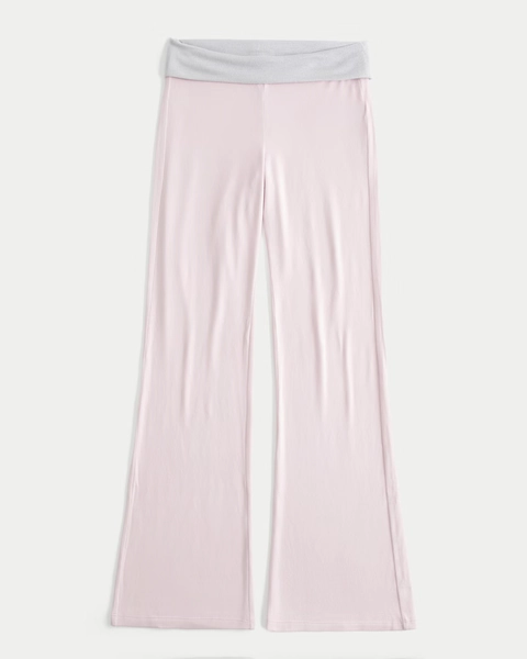 Always Cozy Knit Foldover Waist Flare Pants