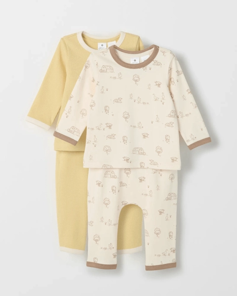 Baby Organic Cotton 2 Pack Knit Pyjama Set - Farm