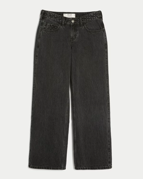 Hollister Andi Adjustable Waist Low-Rise Polka Dot Waist Baggy Jeans
