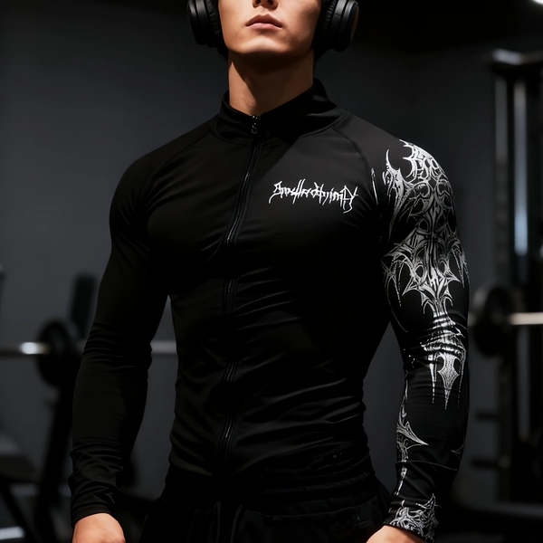 Breathedivinity Men'S Breathable Long Sleeve Jacket - Quick-Dry Lightweight Design, Slim Fit Cut, Suitable for Fitness, Basketball, Cycling, Hiking & Outdoor Adventures, Black With Striped Decor, Durable Sports Apparel, Stylish Athletic Look