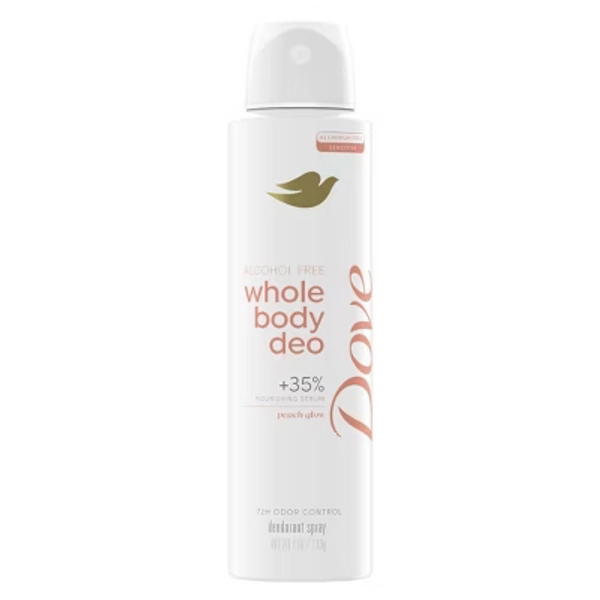 Dove Beauty Alcohol Free & Aluminum-Free Whole Body Deodorant Spray - Peach Glow - 4oz: Vegan, Paraben-Free, For Normal To Sensitive Skin