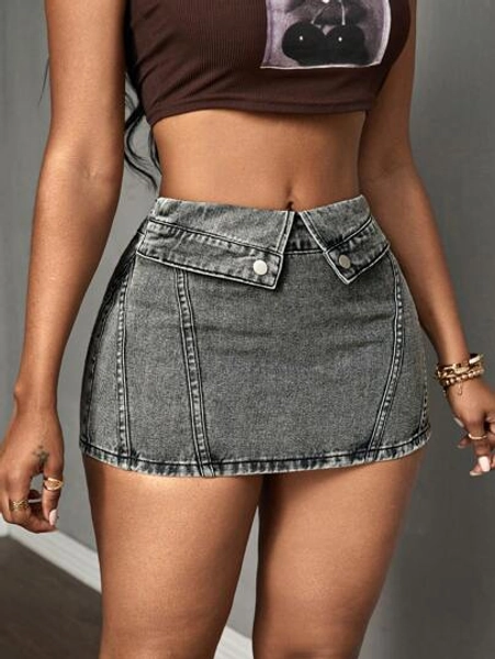 Slaydiva Women's Plain And Simple Everyday Denim Skirt