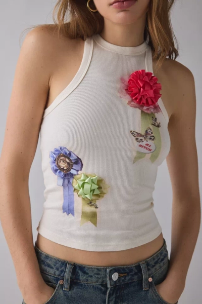 Kimchi Blue Kidult Ribbon Applique Graphic Off-Duty High Neck Tank Top