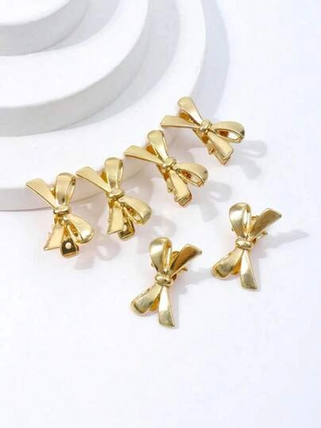 6pcs/Pack Women Solid Color Alloy Metal Bow Detail Hair Clip Sweet Y2K Small Side Grip Hairpin For Daily Wear Valentine's Day Valentines Claw Clips Hair Claws Hair Barrettes, School Stuff, Elegant, College, Winter Outfit For Women, Bows, Cute, Hair Accessories
