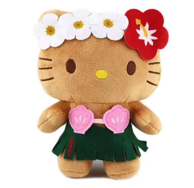 Sanrio Hello Kitty Plush Hawaii Keychain Bag Charm Keyring Gift Cute Purse Decor