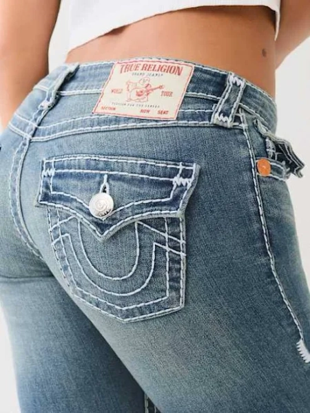True Religion Women's Joey Low Rise Super T Flare Jean Jeans