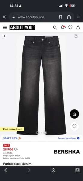 Bershka Bootcut jeans in Black denim 