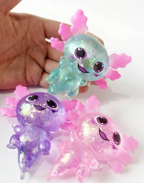 1/3/4/5pcs Glitter Crystal Salamander & Newt Squishy Slow Rebound Stress Relief Toys, Cute Small Items, Tabaa Squeeze Toys, Portable Pressure Release