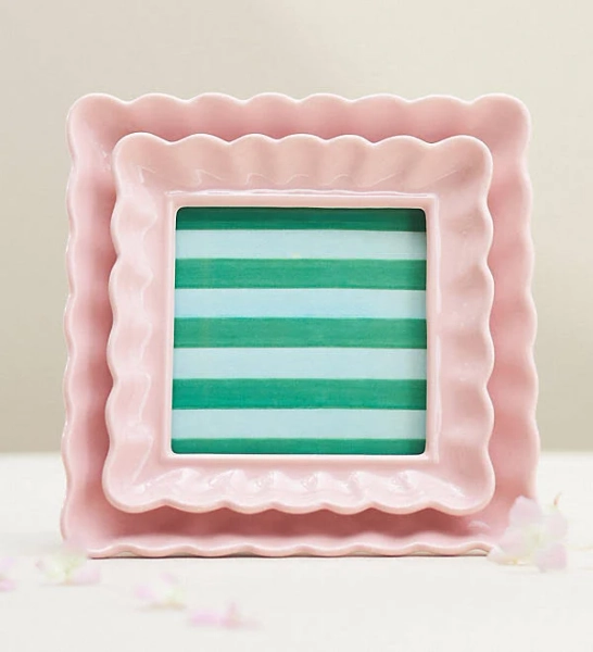 Scalloped Stoneware Picture Frame by Maeve in Pink, Size: 5" x 7" at Anthropologie