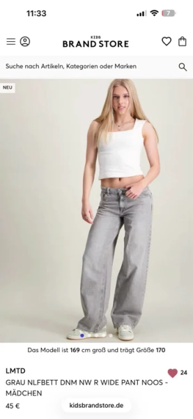 LMTD GRAU NLFBETT DNM NW R WIDE PANT NOOS