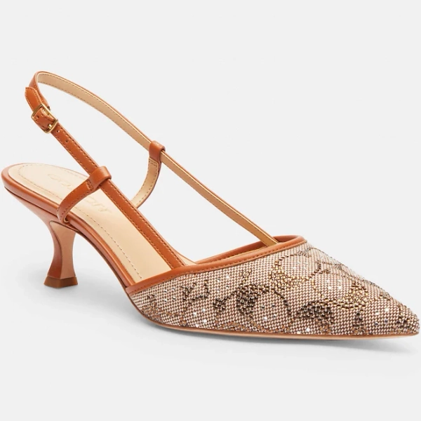 Coach Women's Rosie Crystal Signature Jacquard Slingback Pumps