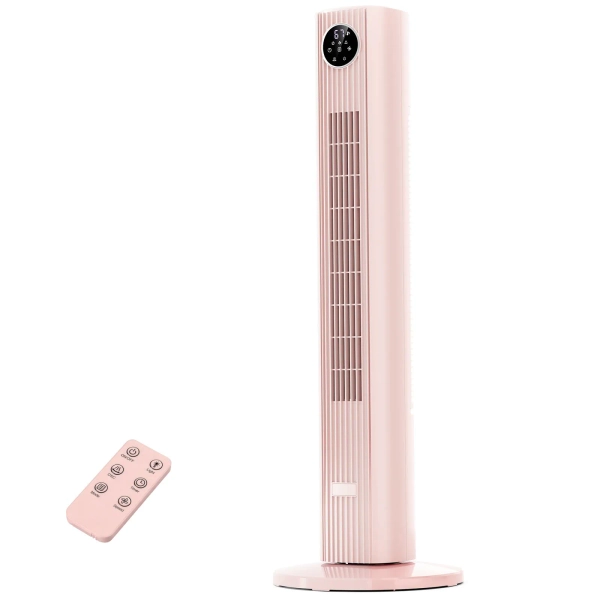 COWSAR 35.43-in High Velocity Indoor Oscillating Tower Fan, in Pink with Remote