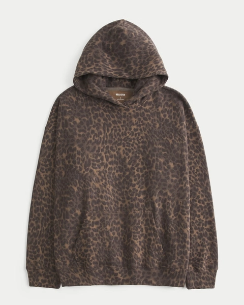 Hollister Feel Good Oversized Leopard Hoodie