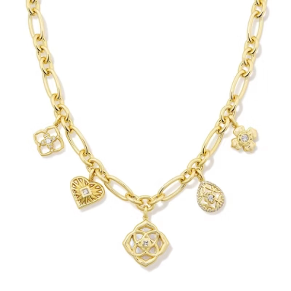 Kendra Scott Lacie Statement Charm Necklace - Ivory Mother of Pearl: 14K Gold Over Brass, Lobster Claw Clasp, 19" Length