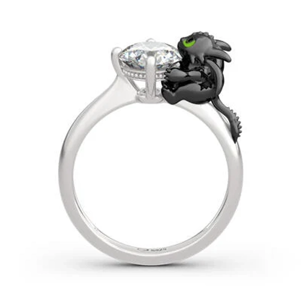 Jeulia Hug Me "Your Dragon" Round Cut Sterling Silver Ring - Jeulia Jewelry