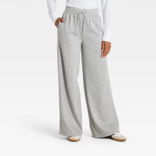 Women's Airy Sleek Pique Wide Leg Sweatpants - All In Motion™ Heathered Gray XS
