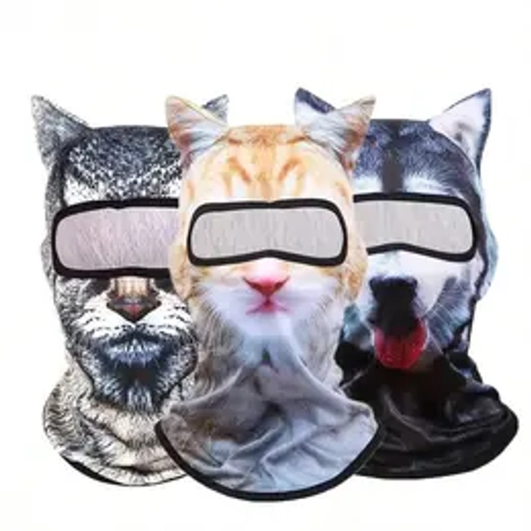 4-Season Animal Head Outdoor Sports Anti-UV Face Mask, 3D Digital Printing Ski Mask，Summer vibes