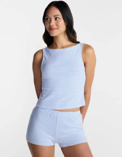 No Boundaries Women's Striped Tank Top and Shorts Set