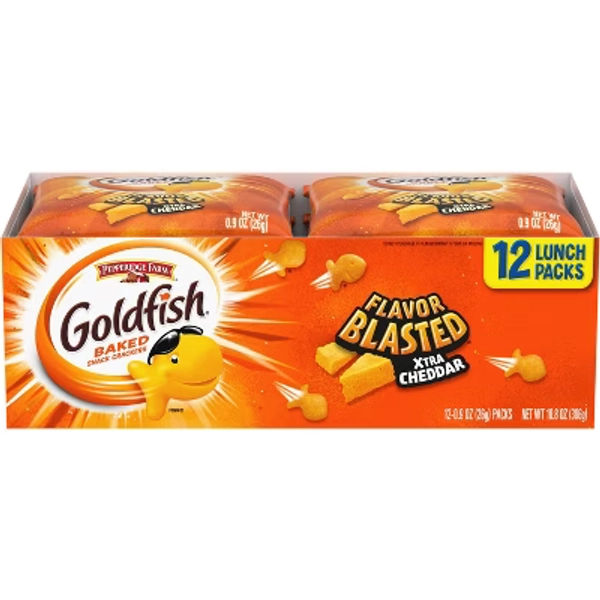 Goldfish Flavor Blasted Crackers Xtra Cheddar Snack Packs - 10.8oz/12ct
