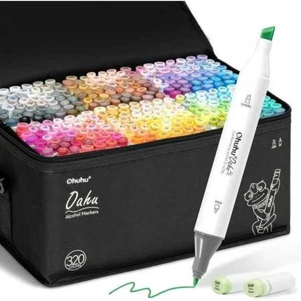 Ohuhu 320 Colors Chisel & Fine Double Tipped Art Markers