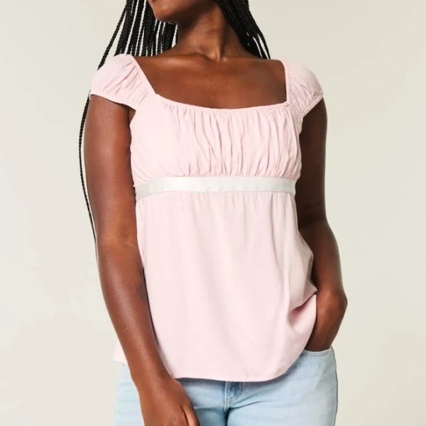 Hollister Women's Easy Satin Tie Babydoll Top