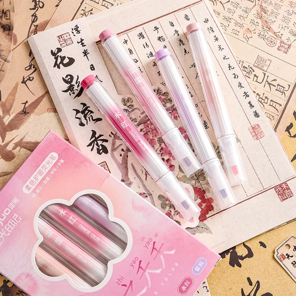 4pcs Set Eye Protection Soft Pastel Highlighters Chinese Style Flexible Tip Watercolor Markers Artistic Student Study Supplies - AliExpress 21
