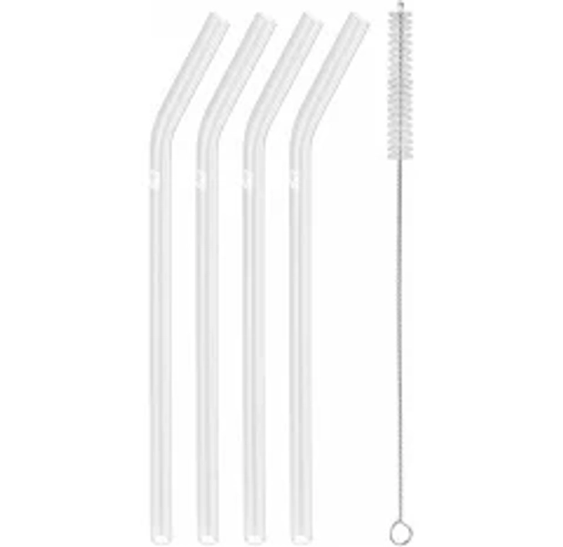 ZWILLING 39500-601 Sorento Glass Straws Clear Bent Set of 4