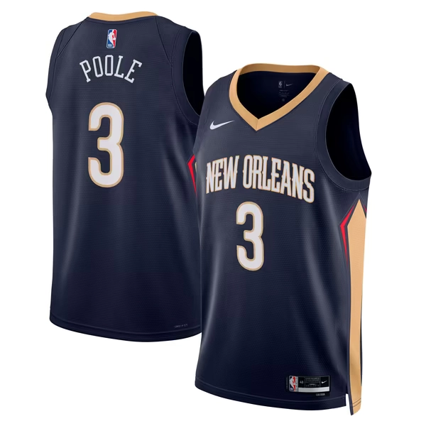 Unisex New Orleans Pelicans Jordan Poole Nike Navy Swingman Jersey - Icon Edition